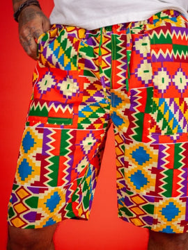 African Patchwork Shorts - Festival Shorts