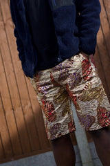 African Shorts in Gold Ankara - Festival Shorts - Continent Clothing 