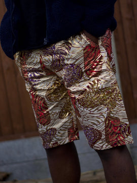 Pantalones cortos africanos en oro Ankara - Festival Shorts