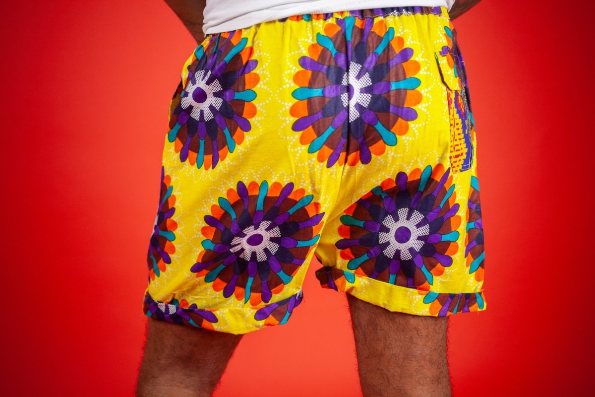 African Shorts In Yellow Ankara - Continent Clothing