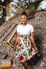 African Skirt In Red Flower - The Continent Clothing