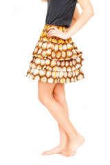 African Skirt, Rah Rah in Brown Ankara Print - Festival Skirt - Continent Clothing