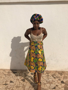 Gonna africana, avvolgere gonna in oro Ankara stampa - Beach Skirt