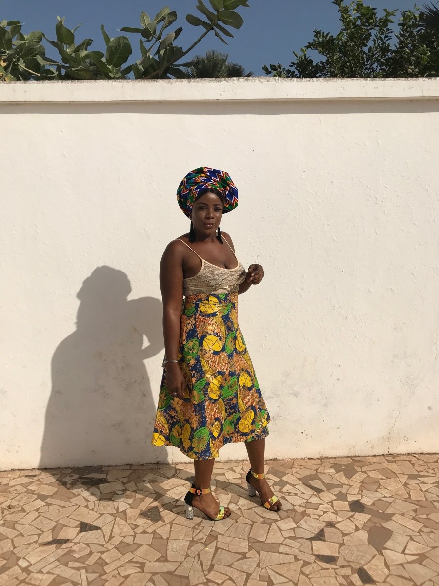 African Skirt, Wrap Skirt in Gold Ankara Print - Beach Skirt - Continent Clothing