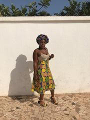 African Skirt, Wrap Skirt in Gold Ankara Print - Beach Skirt - Continent Clothing