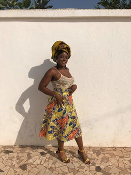 Gonna africana, gonna di carta da imballo in oro stampa di Ankara - gonna di spiaggia