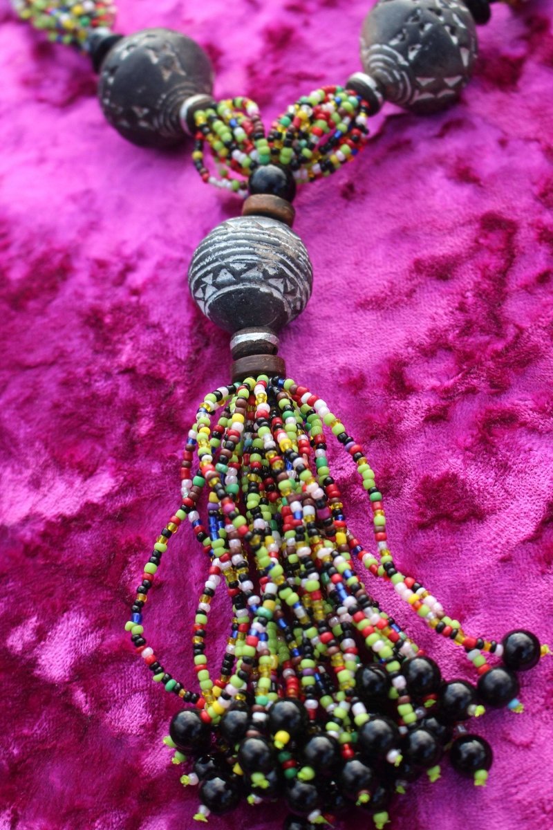 African Statement Necklace with Masai Beadwork - Continent Clothing 