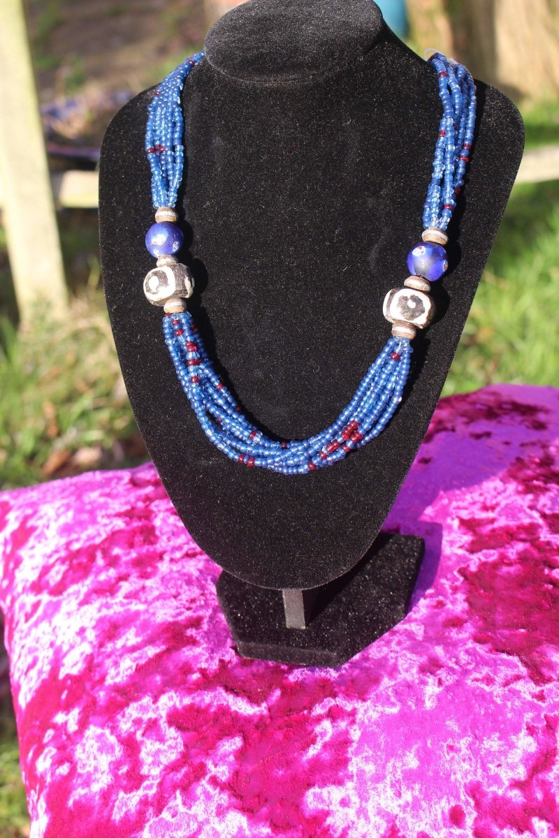 African Statement Necklace with Masai Beadwork - Continent Clothing