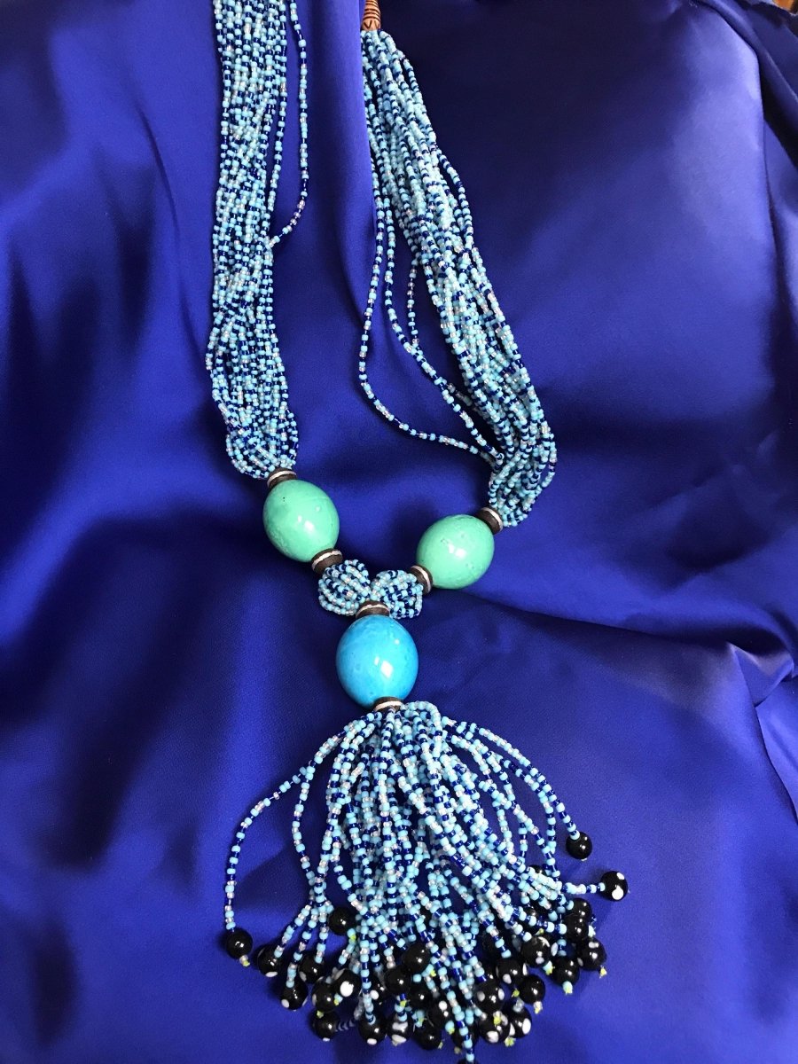 African Statement Necklace with Masai Beadwork - Continent Clothing