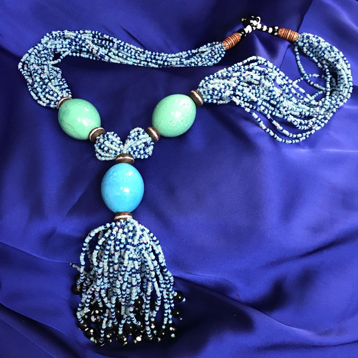 African Statement Necklace with Masai Beadwork - Continent Clothing