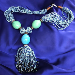 African Statement Necklace with Masai Beadwork - Continent Clothing