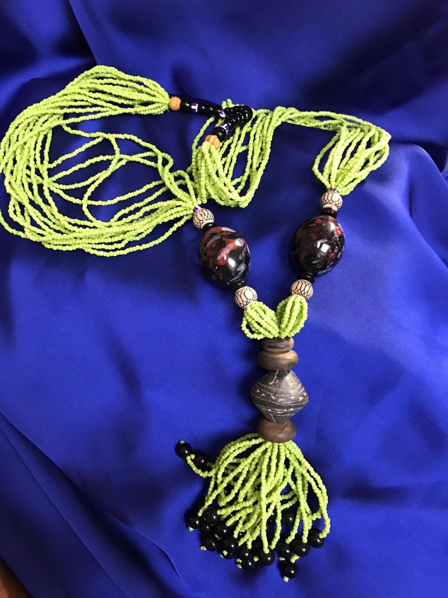 African Statement Necklace with Masai Beadwork - Continent Clothing