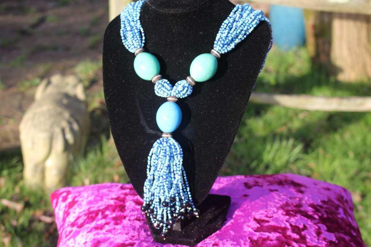 African Statement Necklace with Masai Beadwork - Continent Clothing