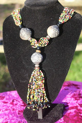 African Statement Necklace with Masai Beadwork - Continent Clothing