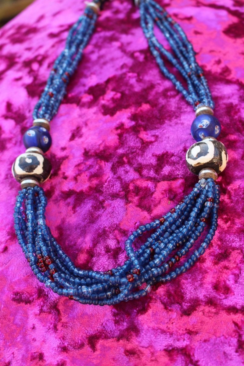 African Statement Necklace with Masai Beadwork - Continent Clothing