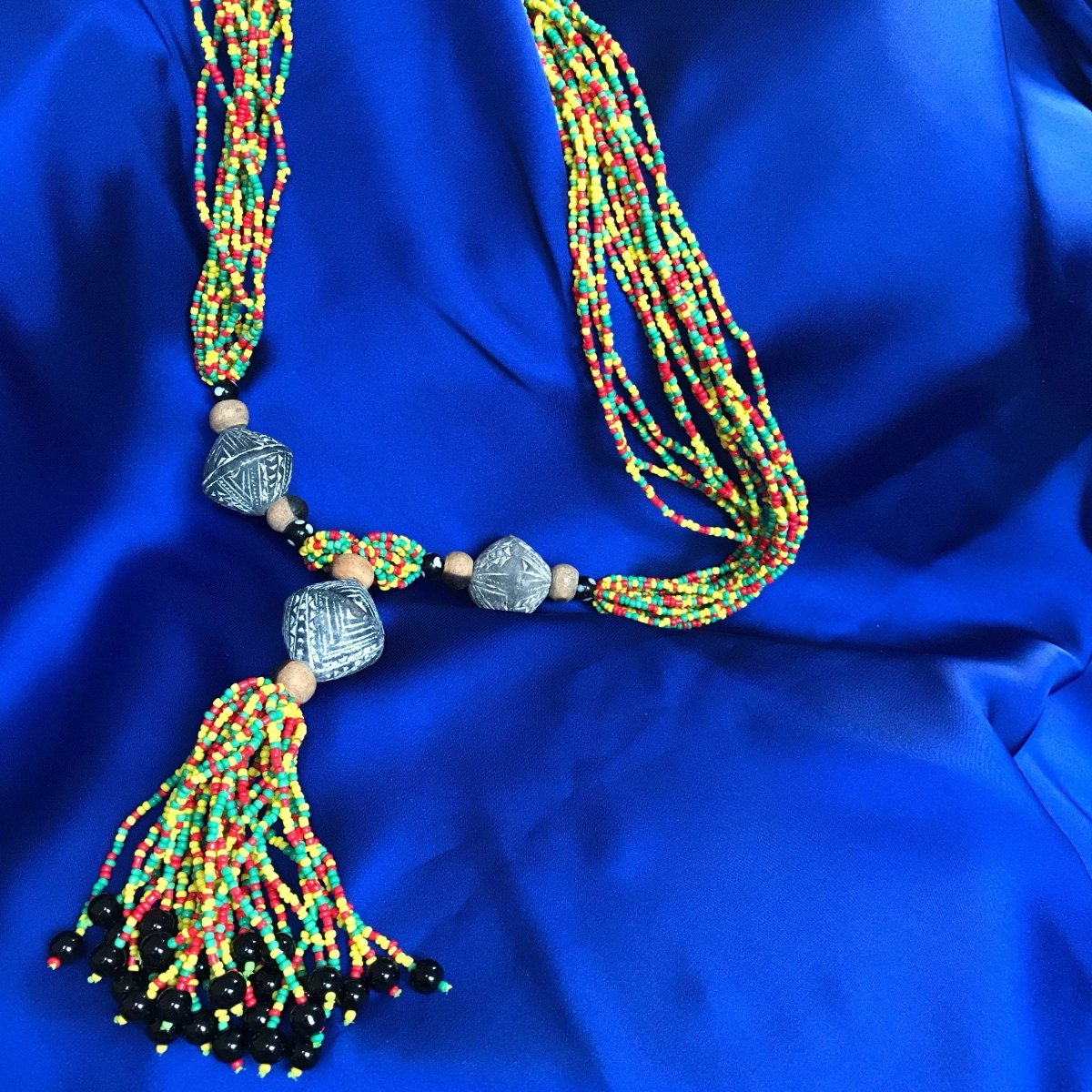 African Statement Necklace with Masai Beadwork - Continent Clothing