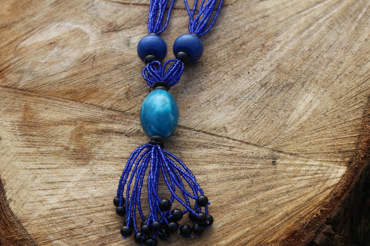 African Statement Necklace with Masai Beadwork - Continent Clothing