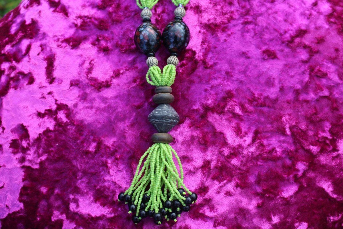 African Statement Necklace with Masai Beadwork - Continent Clothing