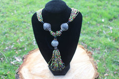 African Statement Necklace with Masai Beadwork - Continent Clothing