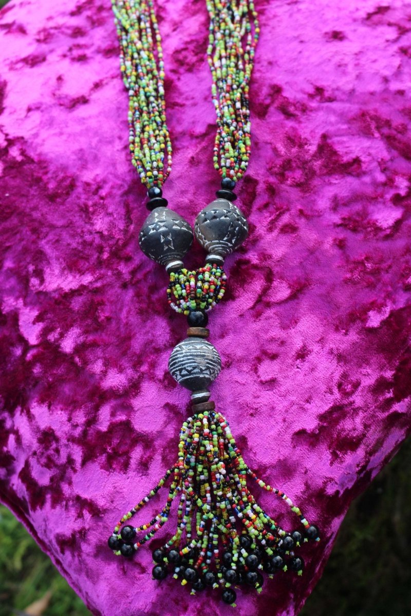 African Statement Necklace with Masai Beadwork - Continent Clothing 