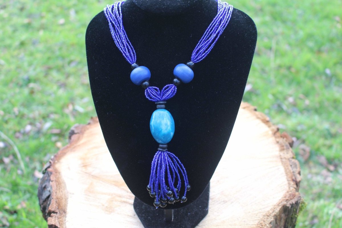 African Statement Necklace with Masai Beadwork - Continent Clothing