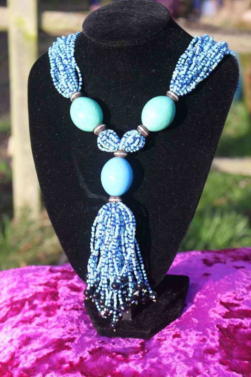 African Statement Necklace with Masai Beadwork - Continent Clothing