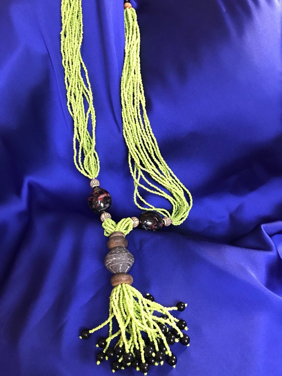 African Statement Necklace with Masai Beadwork - Continent Clothing