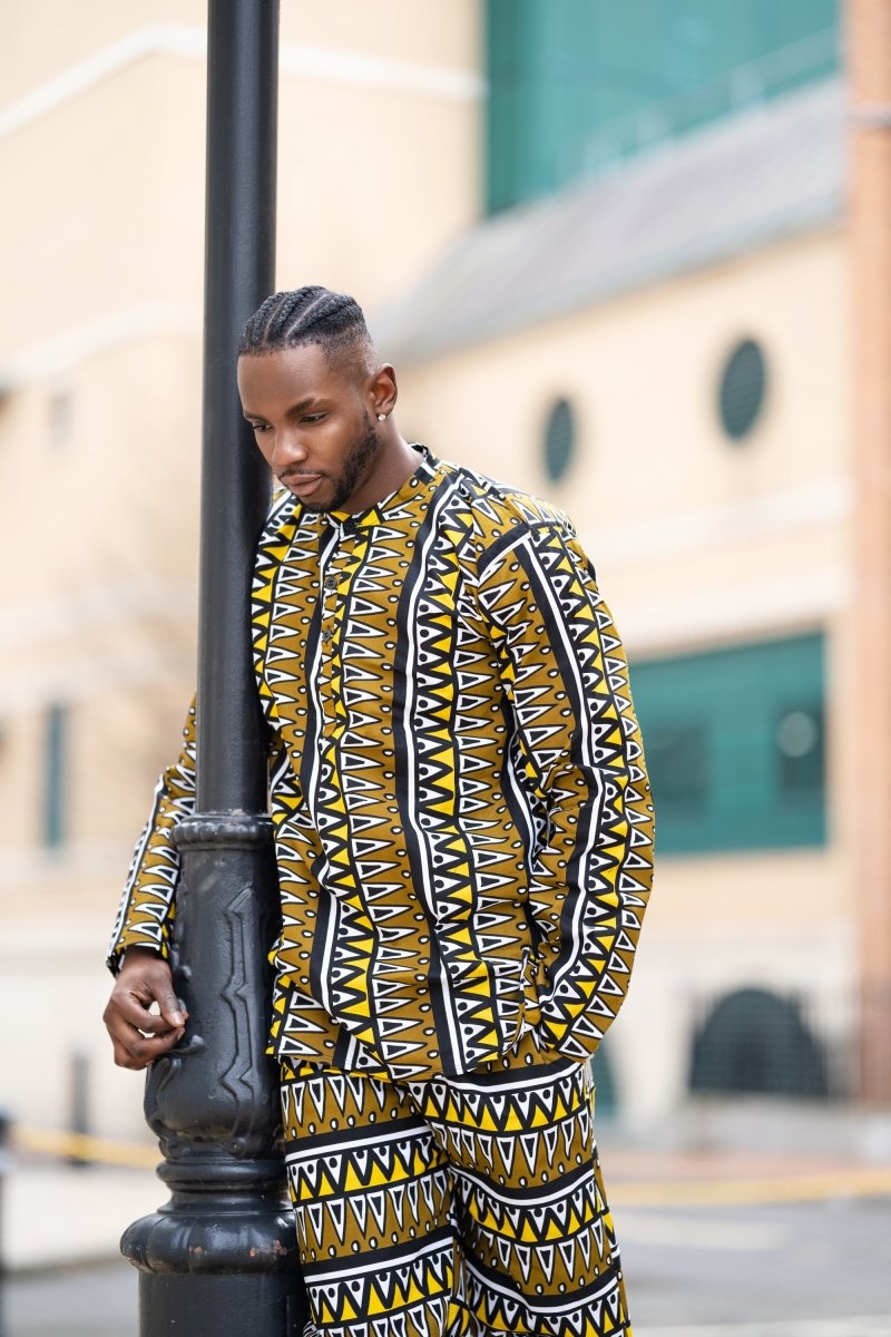 African Suit In Earthy Tones Mud Cloth - Continent Clothing