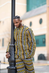 African Suit In Earthy Tones Mud Cloth - Continent Clothing