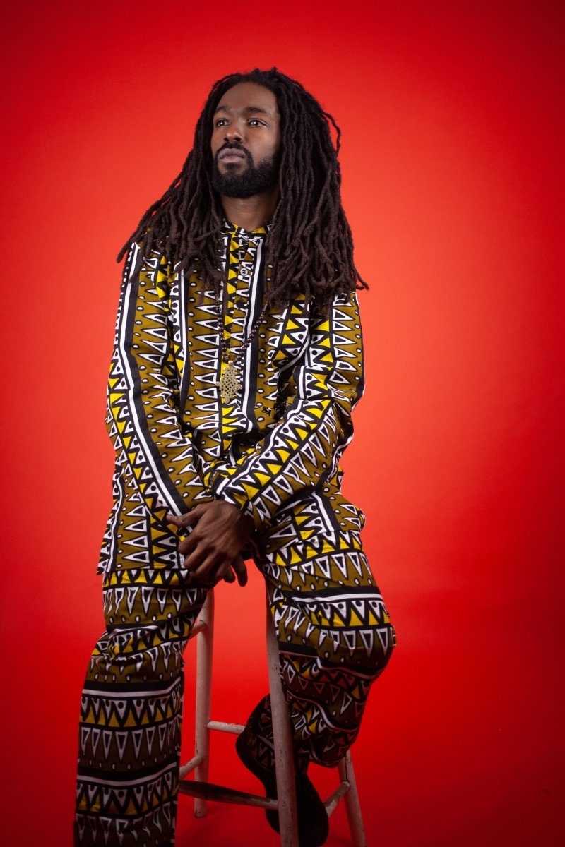 African Suit In Earthy Tones Mud Cloth - Continent Clothing
