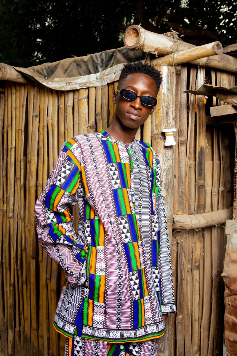 African Suit In White Kente - The Continent Clothing