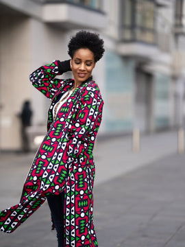 Cappotto africano in stampa verde Ankara - Abbigliamento Festival