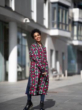 Cappotto africano in stampa verde Ankara - Abbigliamento Festival