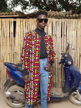 Cappotto africano in verde Ankara Stampa - Abbigliamento Festival