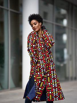 Cappotto africano in stampa verde Ankara - Abbigliamento Festival