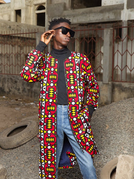 Cappotto africano in verde Ankara Stampa - Abbigliamento Festival