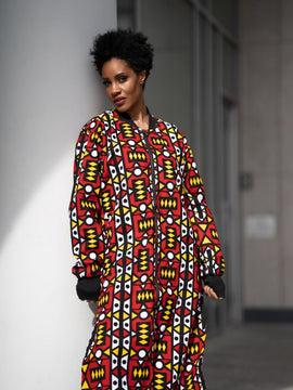 Cappotto africano in stampa verde Ankara - Abbigliamento Festival