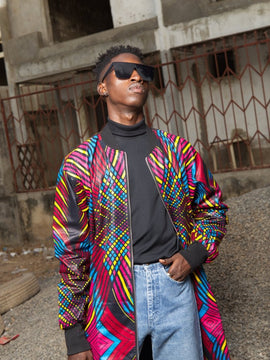 Cappotto africano in verde Ankara Stampa - Abbigliamento Festival