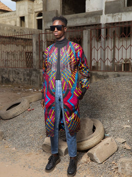 Cappotto africano in verde Ankara Stampa - Abbigliamento Festival