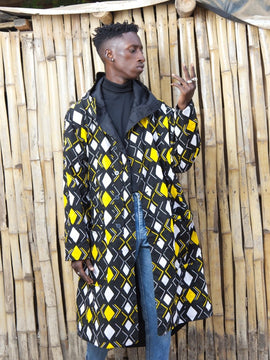 Trench africano con stampa Ankara verde