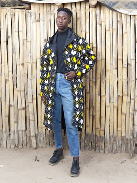Trench africano con stampa Ankara verde