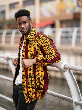 Hooded Jacket In Mud Cloth