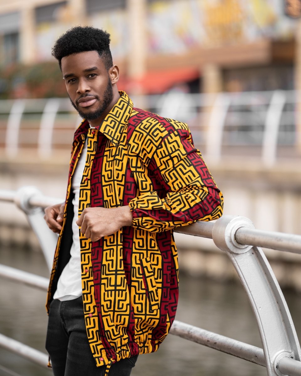 African Summer Puffer Jacket In Red & Orange - The Continent Clothing
