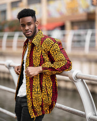 African Summer Puffer Jacket In Red & Orange - The Continent Clothing