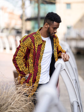 Hooded Jacket In Mud Cloth