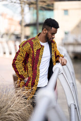 African Summer Puffer Jacket In Red & Orange - The Continent Clothing