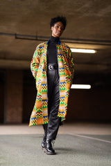 African Trench Coat In Electric Kente - Continent Clothing