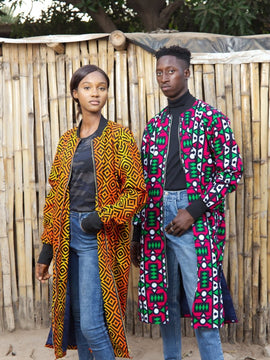 Cappotto africano in stampa verde Ankara - Abbigliamento Festival