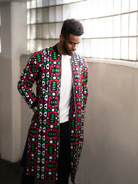 Abrigo africano en verde Ankara impresión- Festival Ropa