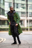 African Trench Coat in Green Ankara Print - Continent Clothing